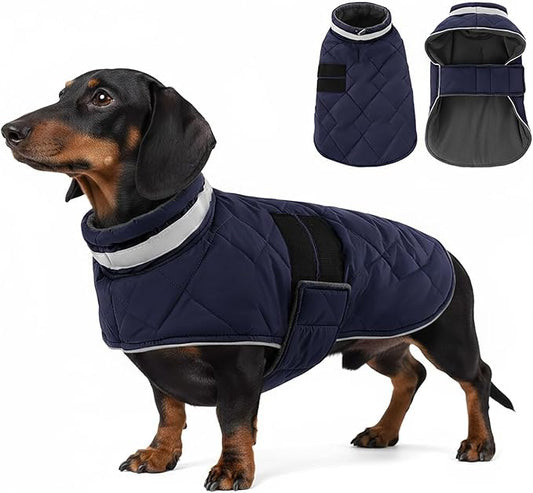 Dog Winter Coat Warm Padded Puppy Jacket Windproof Water Resistant Clothes for Small Medium Large Pets Christmas Sweater Outfit Vest(DarkBlue, M)