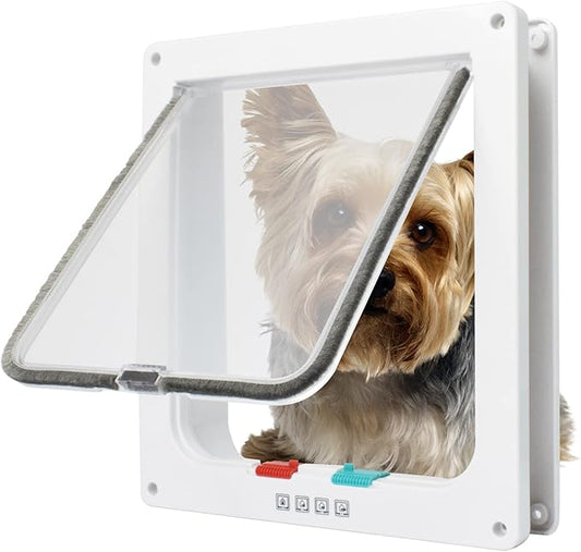Cat Flap Door 4 Way Locking Weatherproof Pet Doors for Interior Exterior Sliding Door Doggie Door Insert