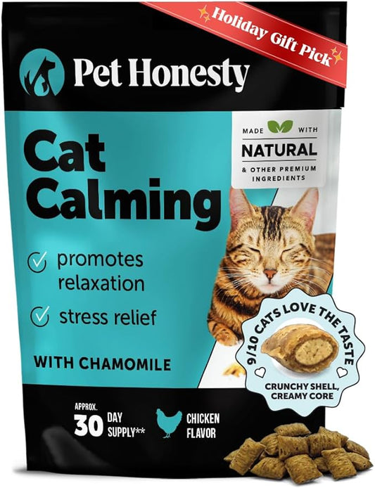 Calming Chews for Cats - Cat Anxiety Relief + Helps Reduce Stress - Behavioral Support & Promotes Relaxation for Travel, Boarding, Vet Visits, Separation Anxiety - Chicken (30-Day Supply)