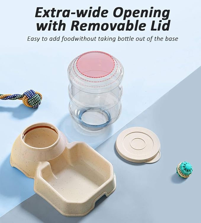 Pet Feeder and Water Food Dispenser Automatic for Dogs Cats, Gravity Refill, Easily Clean, Self Feeding for Small Large Pets Puppy Kitten Rabbit Bunny