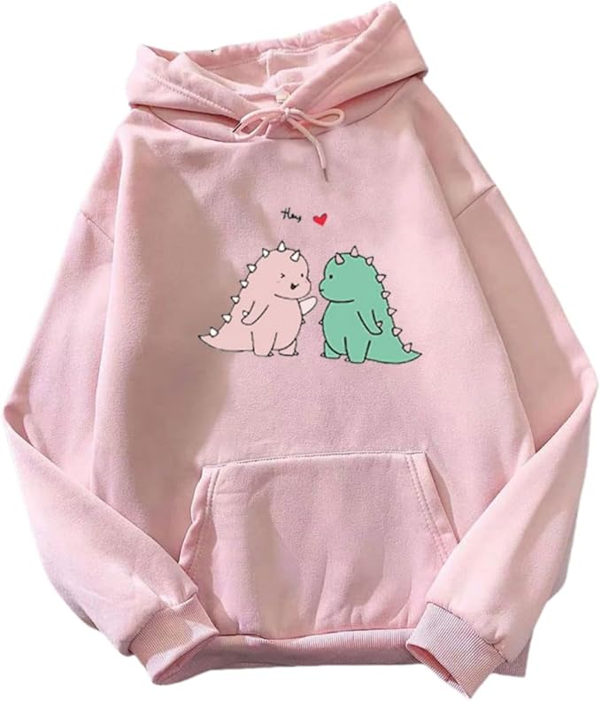 Women Girl Hoodies Cute Cat Ear Novelty Printed Pullover Sweatshirt
