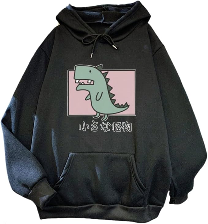 Women Girl Hoodies Cute Cat Ear Novelty Printed Pullover Sweatshirt