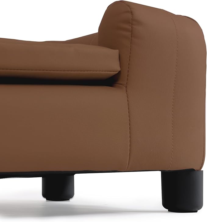 37-Inch Modern Pet Sofa with PU Scratch-Resistant Fabric and Adjustable Legs, Elevated Dog Couch for Small and Medium Dogs, Comfortable Dog Sofa Bed