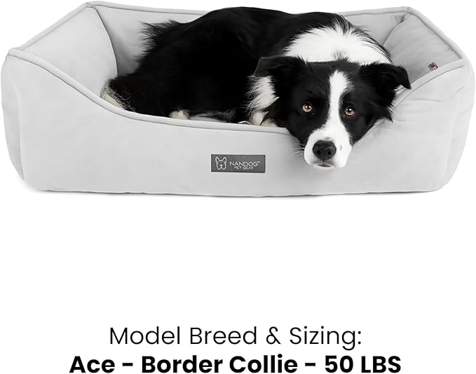 NANDOG Cloud Collection Cat and Dog Bed for Medium to Large Breeds (Grey, Signature)