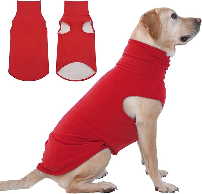 IECOii XXXL Dog Sweater - Snug Dog Turtleneck Sweater, Red,XXX-Large, Warm Christmas Winter Pullover Sweatshirt,Machine Washable Fleece, Extra Stretchy for Extra Large Dogs Like Labrador,Doberman