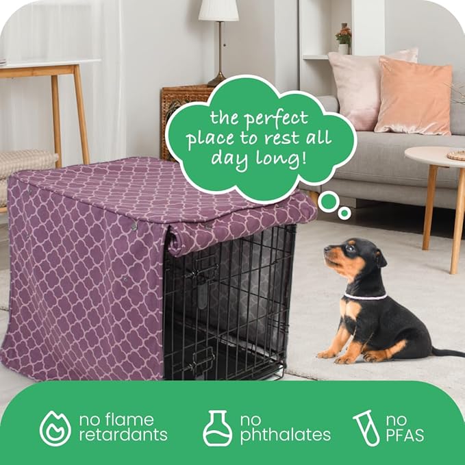 Molly Mutt Royals Dog Crate Cover, 100% Cotton Canvas Cover with 2 Roll-Up Panels, Ideal for Dog or Cat Crate, Durable, Washable, and Free of Harmful Chemicals, 42" x 28" x 31"
