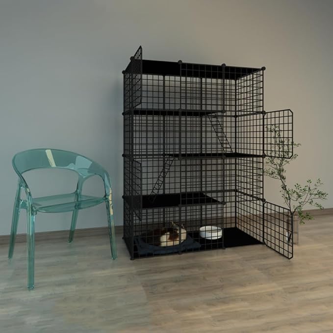 Indoor Cat Cage Enclosure DIY,Cat Playpen Catio Thick Metal Wire Kennels for 1-3 Cats Kitten Cage Detachable Patio Cat Crate（Only Cage）
