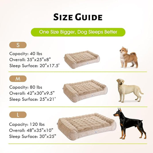 Orthopedic Dog Bed for Large Dogs - 35" Faux Fur Pet Couch with Removable Washable Cover, Nonskid Bottom, Supportive Foam, Comfortable Dog Sofa Bed for Medium Large Dogs, Taupe