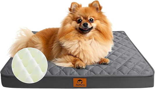 Orthopedic Dog Beds for Small Dogs - Egg Crate Foam Pet Bed with Machine Washable & Waterproof & Non-Slip Bottom, Ideal Small Dog Bed for Crate and Indoor Use, 23x17 Inch,Dark Grey
