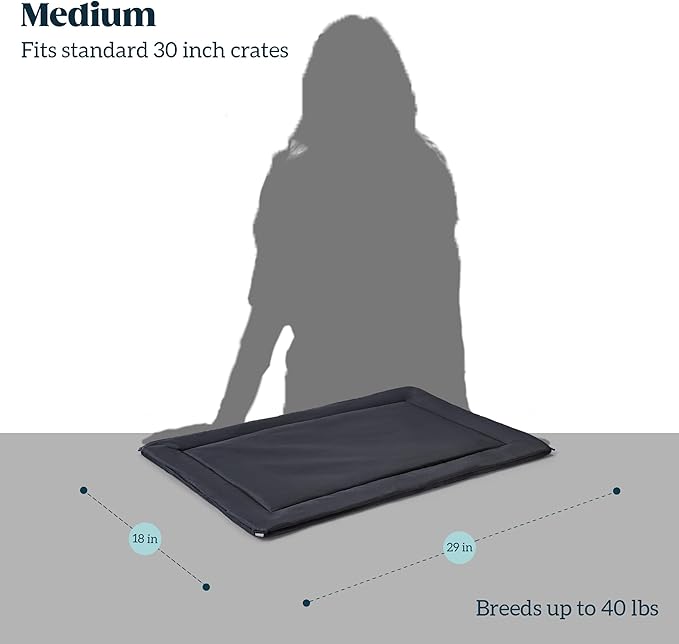 Cybarmour Chew Proof Dog Crate Pad - Outdoor Indestructible Dog Bed - Tough - Potable - Machine Washable - Water & Dirt-Resistant - Medium Breeds & Fits 30-Inch Crate - 29"x18", Black