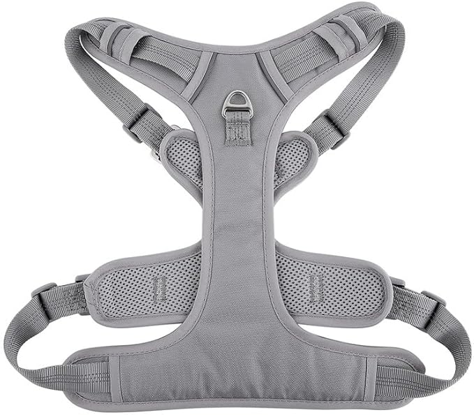 Adjustable Dog Harness - No Pull, Reflective, Soft Padded for Small, Medium, Large Dogs - Includes Leash and Collar Light Silver M