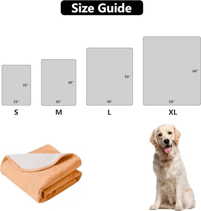 Waterproof Blanket for Bed, Leak Proof Dog Blankets for Couch Sofa Protection, Reversible Pet Sherpa Throw Furniture Protector Machine Washable(86"x120",Orange)