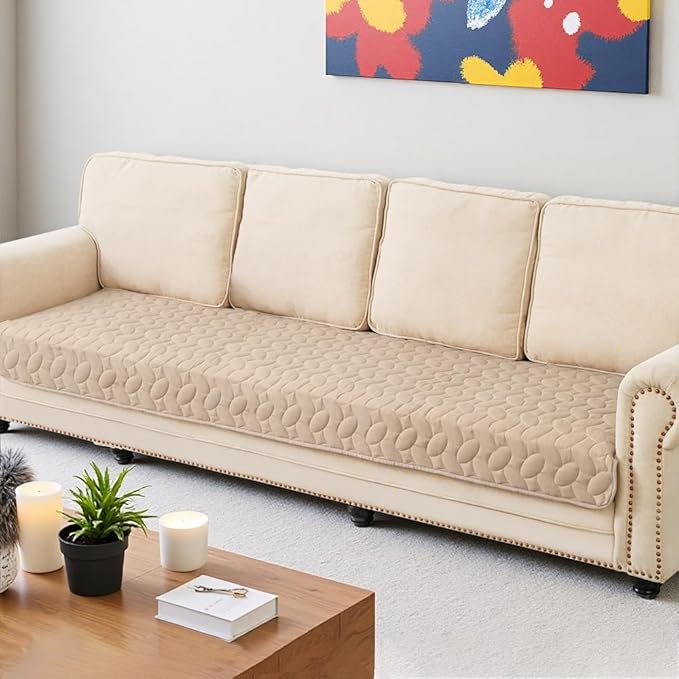 Ameritex Waterproof Pet Bed Cover Anti-Slip Dog Bed Blanket for Sofa and Furniture Waterproof New Pattern Design (Beige, 30x80 Inch (Pack of 1))
