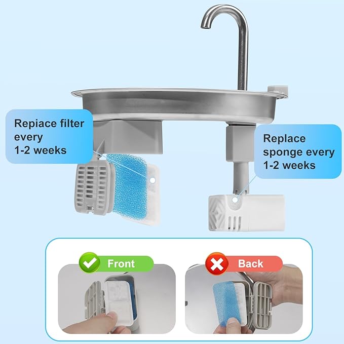 (16 Pack) Cat Water Fountain Filters Replacement Compatible With oneisall Cat Water Fountain, Cat Fountain Filters for 67oz/2L Stainless Steel Cat Fountain