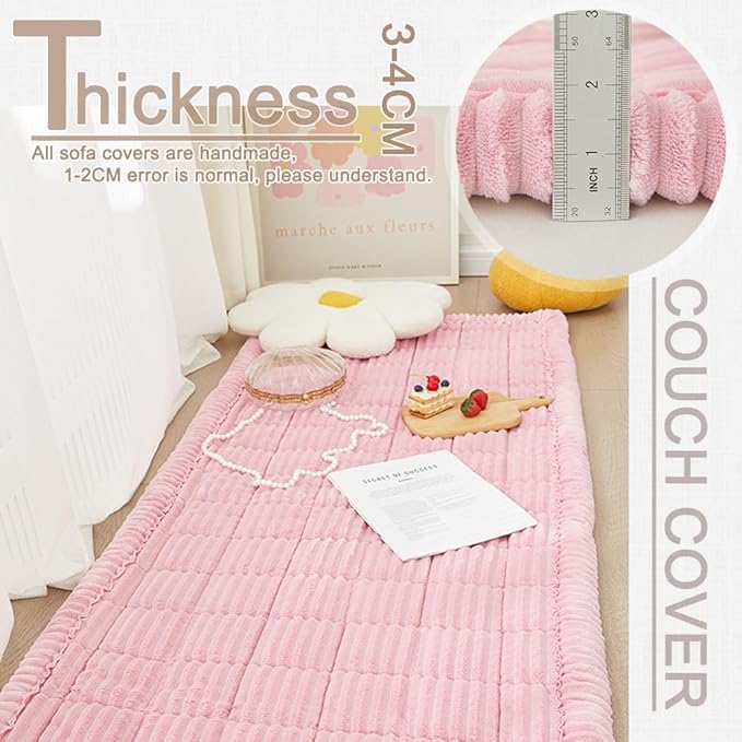 Couch Cover for Dogs Washable, Fuzzy Pet Couch Covers for 3 Cushion Sofa Pet Friendly, Non Slip Sofa Cover (Pink, 27.6" x 59"/70 x 150cm)