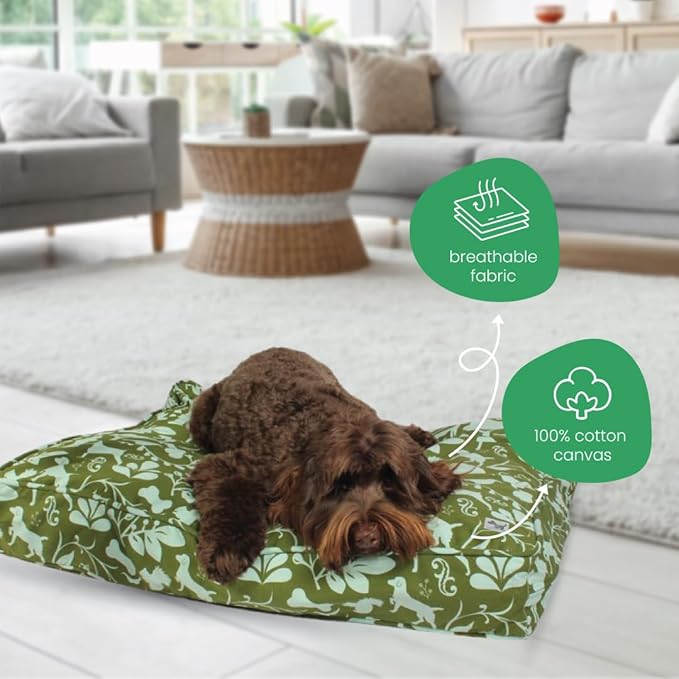 Molly Mutt Huge Dog Bed Cover, Amarillo by Morning, Olive Green & Light Blue 36"x45"x5"