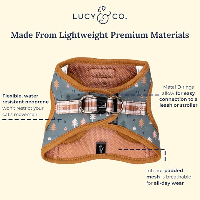 Lucy & Co. Take a Hike Step-in Cat Harness & Leash Bundle – Reflective, Breathable & Adjustable Harness for Cats, Kittens & Small Dogs, Lightweight & Secure and Dual Leash Clips – X-Small