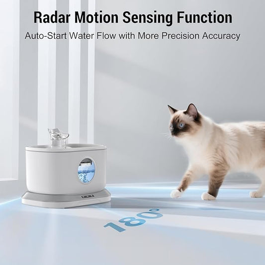Cat Water Fountain Wireless, Battery Operated Cat Fountain for Drinking, 2.6L/88oz Cordless Pet Fountain with Motion Sensor Automatic Water Dispenser Wireless Pump 2 Filters Indoor BPA-Free