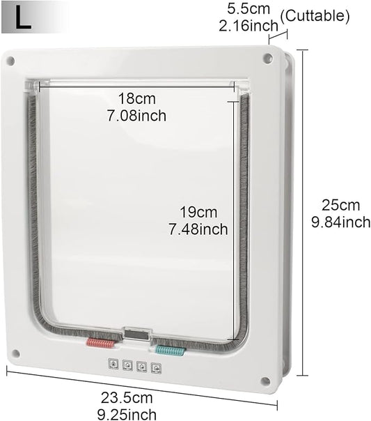 Cat Flap Door 4 Way Locking Weatherproof Pet Doors for Interior Exterior Sliding Door Doggie Door Insert