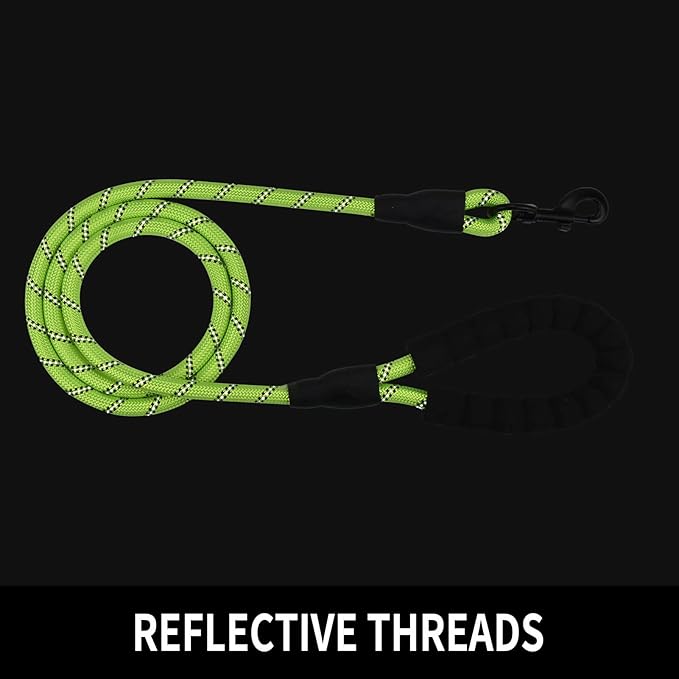 5/6 FT Strong Pet Dog Leash with Soft Padded Handle,Highly Reflective Rope for Night Walking,360-Degree Rotating Metal Buckle Without Tangles,Suitable for Small,Medium and Large Dogs.(6ft)