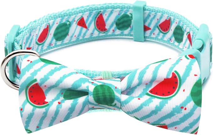 azuza Bowtie Dog Collar, Stylish and Comfy Watermelon Dog Collar with Bow Tie for Small Dogs