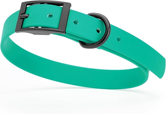 Dogline Biothane Coated Webbing Dog Collar with Black Metal Hardware: Durable Easy-Clean Everyday Collar for Dogs - Comfortable Adjustable Odor-Resistant Pet Collar, W3/4" x L15-18, Teal