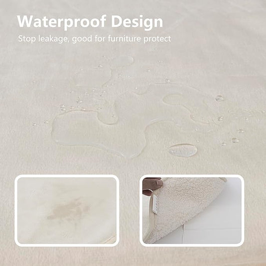Waterproof Dog Blankets for Medium Dogs, Washable Pet Blanket for Indoor Cats, Plush Sherpa Puppy Throw Furniture Protector for Bed Couch Sofa(30"x40",M,Beige)