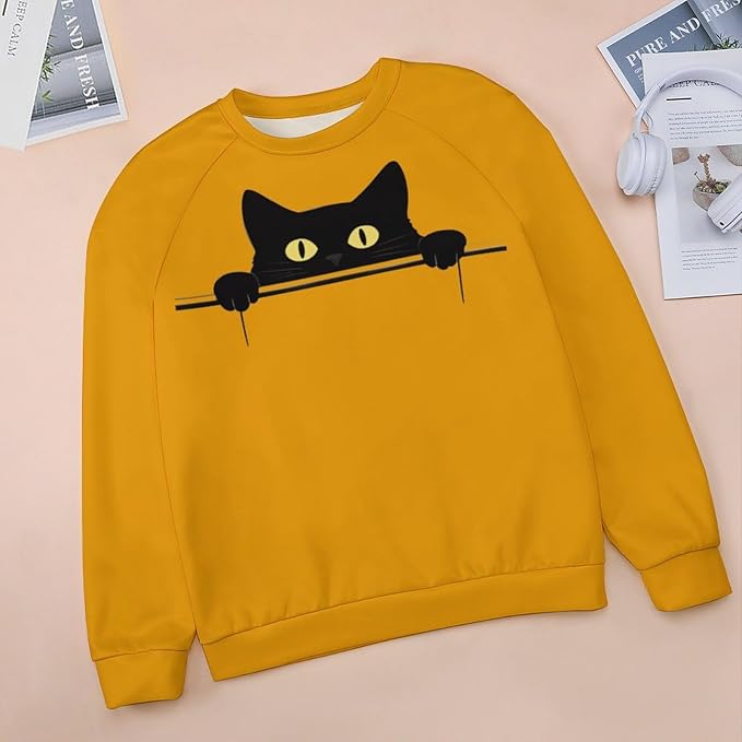 Womens Ugly Christmas Sweatshirt Funny Cat Dog Printed Xmas Pullover Shirts Crewneck Long Sleeve Graphic Hoodies