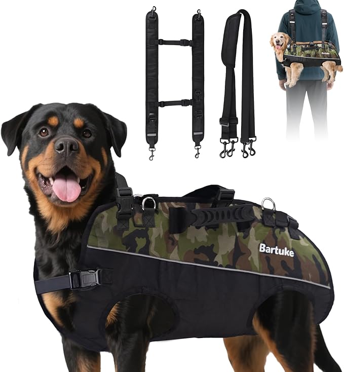 Dog Harness, Large No Pull Dog Vest Harnesses with Removable Shoulder Straps, Leash, Reflective, Working Training Easy Control Service Dog Harnesses for Large Dogs, Camo (L)