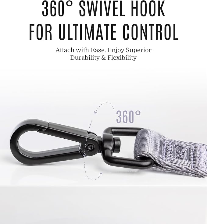 2025 New Edition, Fei & Eve Classic Dog Leash - 4FT, Dual Padded Handles, 360° Swivel Hook, Heavy Duty 210D Nylon - No-Pull Design with Traffic Control Handle - for Small/Medium/Large Dogs, Gray
