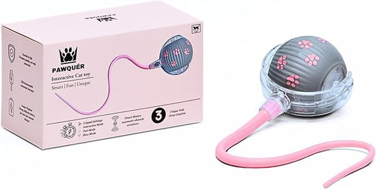PAWQUÉR Interactive Cat Toys for Indoor Cats | Premium Quality with 3 Detachable Tails | Automatic Speed Modes with Real-Motion Movement | Rechargeable | Fun for Bored Adult Cats and Kittens