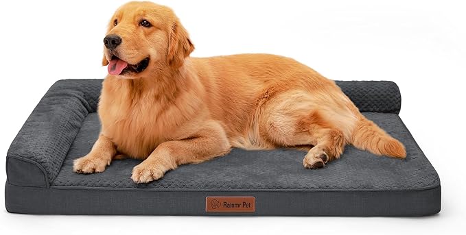 Orthopedic Dog Beds Large Sized Dog, 44x32x6 Inches Memory Foam Pet Bed for Large Dogs, Washable Removable Cover, Nonskid Bottom, Waterproof, Dark Grey