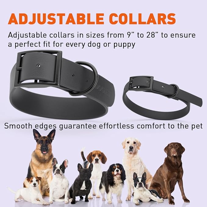 Dogline Biothane Coated Webbing Dog Collar with Black Metal Hardware: Durable Easy-Clean Everyday Collar for Dogs - Comfortable Adjustable Odor-Resistant Pet Collar, W1 x L18-22, Black