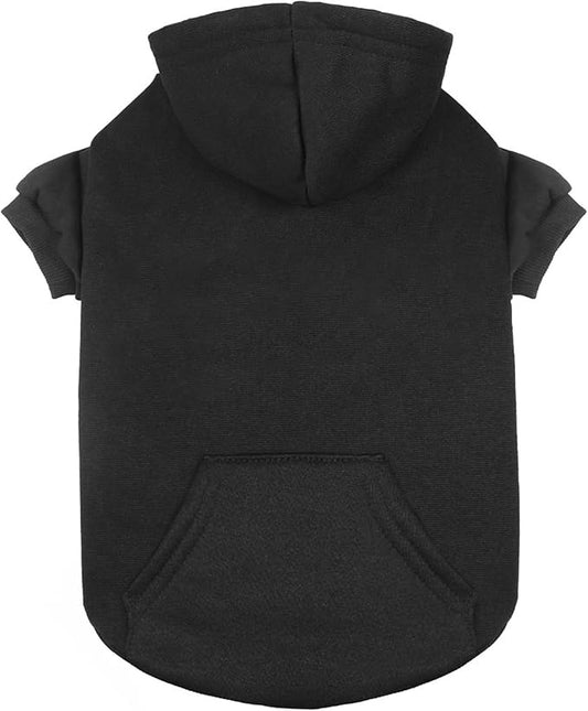Fleece Dog Sweater & Hoodie - Soft Dog Clothes Sweatshirt with Pocket - Medium Dogs (Black&M)