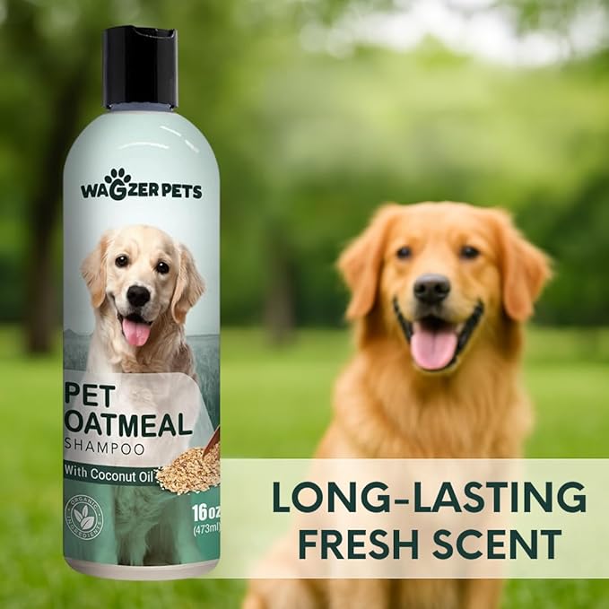 Oatmeal Dog Shampoo with Coconut Oil for Dogs | Soothing Dog Shampoo for Itching and Dry Skin | Oatmeal Bath Hypoallergenic and Gentle Pet Care for Sensitive Skin and Coat | 16 oz