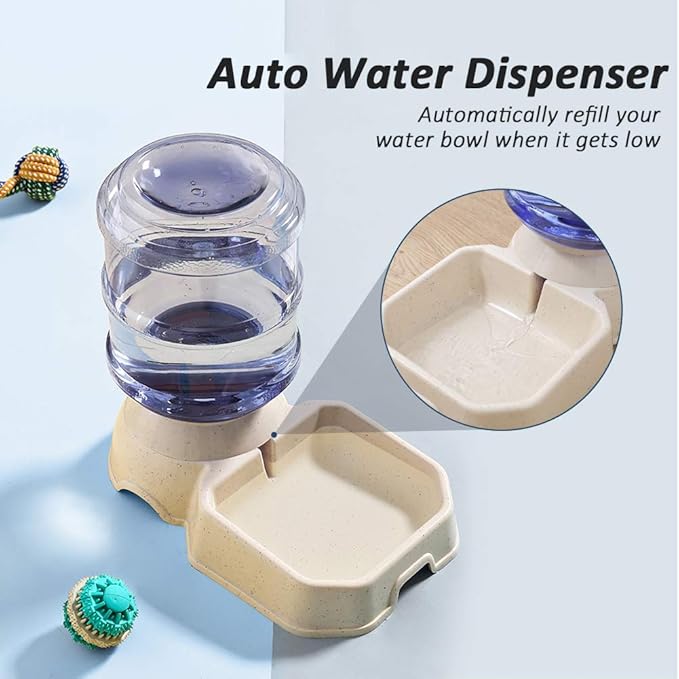 Pet Feeder and Water Food Dispenser Automatic for Dogs Cats, Gravity Refill, Easily Clean, Self Feeding for Small Large Pets Puppy Kitten Rabbit Bunny