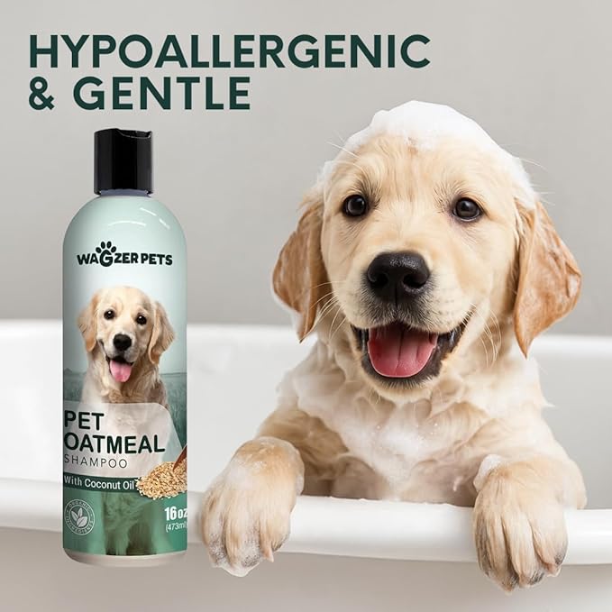 Oatmeal Dog Shampoo with Coconut Oil for Dogs | Soothing Dog Shampoo for Itching and Dry Skin | Oatmeal Bath Hypoallergenic and Gentle Pet Care for Sensitive Skin and Coat | 16 oz