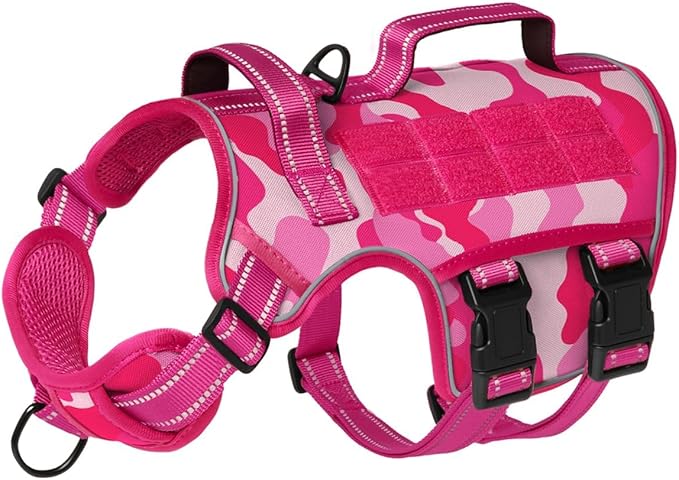 Dog Harness for Large Dogs Heavy Duty, No Pull Tactical Dog Harness with Molle System, Easy On and Off Service Dog Vest, Breathable Padded, Adjustable Reflective Pet Vest for Walking Hiking Training