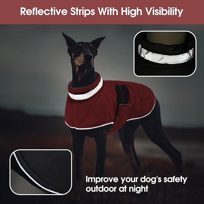 Dog Winter Coat Warm Padded Puppy Jacket Windproof Water Resistant Clothes for Small Medium Large Pets Christmas Sweater Outfit Vest(Red, XS)