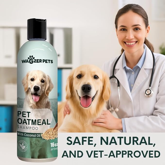 Oatmeal Dog Shampoo with Coconut Oil for Dogs | Soothing Dog Shampoo for Itching and Dry Skin | Oatmeal Bath Hypoallergenic and Gentle Pet Care for Sensitive Skin and Coat | 16 oz