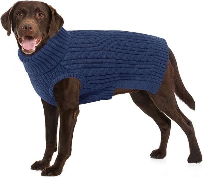 SUNFURA Dog Sweater, Dog Sweaters for Extra Large Dogs Girl Boy, Pet Christmas Sweater Knitwear for Fall Winter, Knitted Sweatshirt for Golden Retriever, Weiner, Great Dane, Bluish Grey XX-Large
