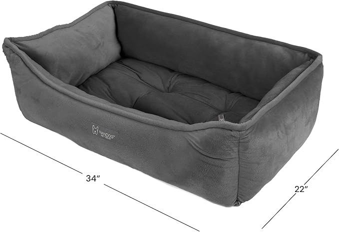 NANDOG The Signature Collection Reversible Bed in Pink Signature - Ultra Soft Micro Plush Fabric - Modern Design - Washable for Cats & Medium/Large Dogs