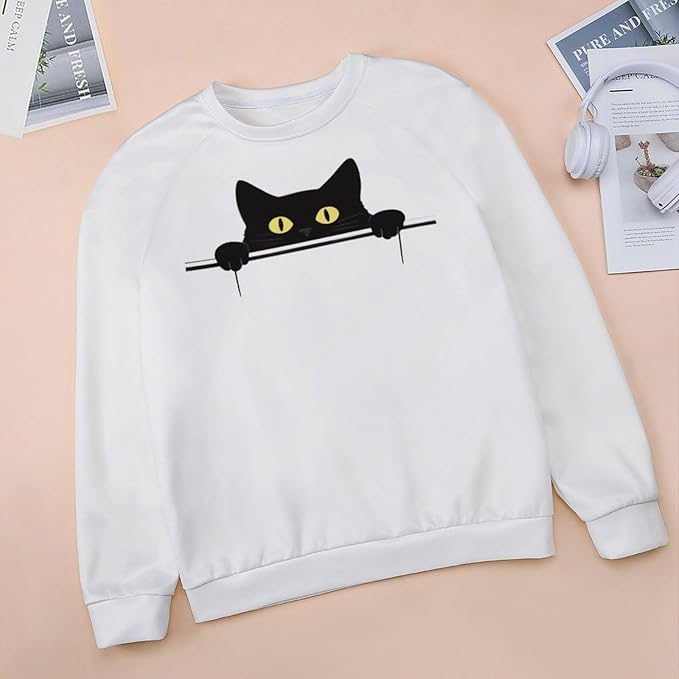 Womens Ugly Christmas Sweatshirt Funny Cat Dog Printed Xmas Pullover Shirts Crewneck Long Sleeve Graphic Hoodies
