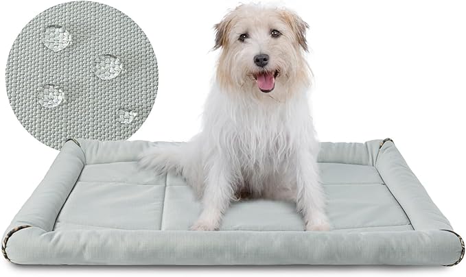 Miguel Oxford Ripstop Outdoor Waterproof Dog Bed for Metal Dog Crates Water-Resistant All Weather Pet Mat Durable Easy Wipe Clean Travel Indoor Outdoor Puppy Cat Crate Bed 30inch, Grey