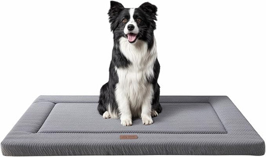 WESTERN HOME Dog Bed for Crate, Medium/Large Dogs Crate Bed with Soft Wavy Plush Comfortable Anti-Slip Kennel Pad Washable Pet Beds Mat for Dogs & Cats, Grey