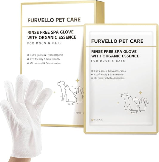 Nourishing Pet Glove Wipes for Dogs & Cats, 4-in-1 Grooming Wipes (Cleaning, Combing, Massaging, Caring), Deodorizing & Extra Thick, 60PCS (Pet Wipes for Large Pets)