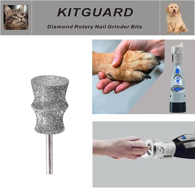 Diamond Dremel Dog Nail Grinder Bits for Rotary Tool-1/8'' Dremel Dog Nail Grinder Attachment-Pet Nail Grinder Bit Work for Animals Nail Care（Large B）