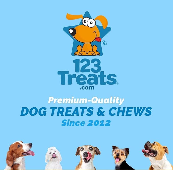 123 Treats, Filled Dog Bones for Large Dogs, Stuffed Peanut Butter Shin for Dogs (5 to 6" Beef Bones - 4 Count) Long Lasting Dog Chews