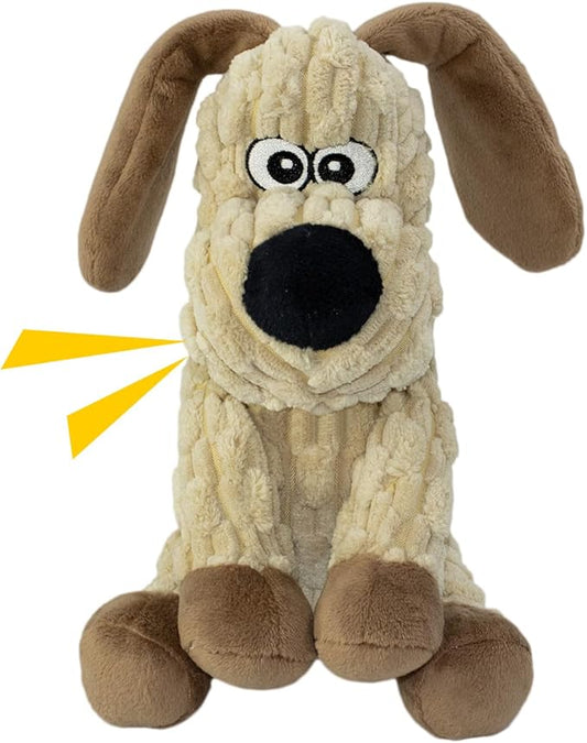 MeetYooo Squeaky Stuffed Dog Toys, Chew Toy for Large Medium Small Breeds, Plush Dog Toys to Keep Them Busy, Puppy Teething Dog Toy, Crinkle Dog Toy (Khaki Dog)