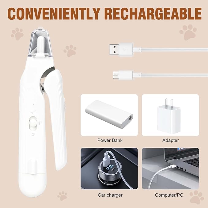 2-in-1 Dog Nail Grinder & Dog Nail Clippers- Gentle Drill Trimmer with Led Light for Large Medium Small Dogs Cats Pets Claw(Green)